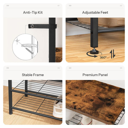 HOOBRO Garderobenständer EBF801MT01 mit Schuhregal – Dunkelbraun