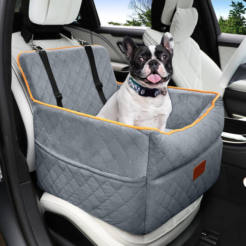 HEGGCOOE Hundeautositz für kleine bis mittlere Hunde, waschbar, Plüsch-Sitzerhöhung mit Sicherheitsleinen