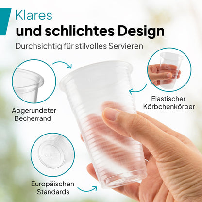 Commerline Plastikbecher 0,4 L transparent, Trinkbecher, 1000 Stück