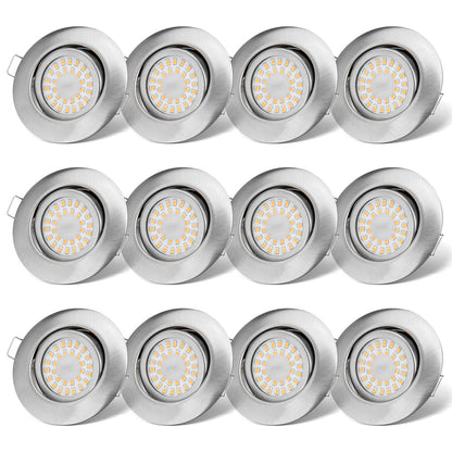 ProLine LED Einbauspot Flach Dimmbar 6W IP44 Warmweiss 12er Set