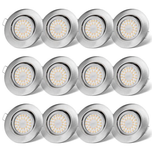 ProLine LED Einbauspot Flach Dimmbar 6W IP44 Warmweiss 12er Set