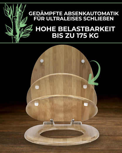 Wachaberga Bambus WC-Sitz mit Absenkautomatik, oval, WB-BAM-OV