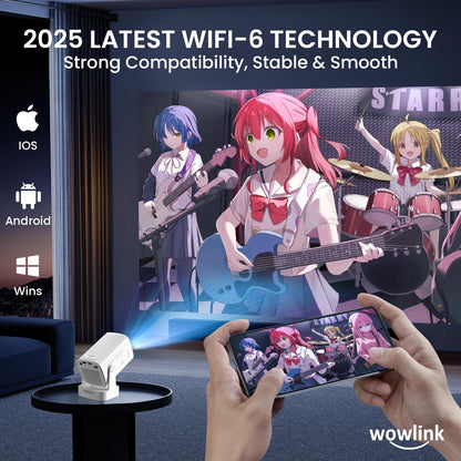 Mini Beamer 2025 Modell 1080P Native Tragbarer Projektor – Weiss