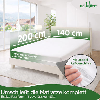 Welldora Milbenbezug Matratze 140x200 – Encasing mit Reissverschluss
