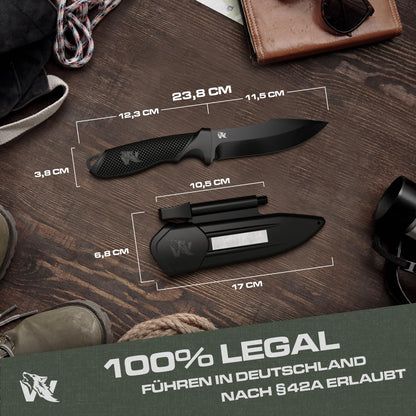 ODENWOLF W3 Outdoor Messer feststehend D2 Stahl - Schwarz