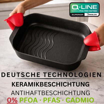 Stone&Stone Auflaufform 34x8 cm Antihaft Aluminium mit Glasdeckel