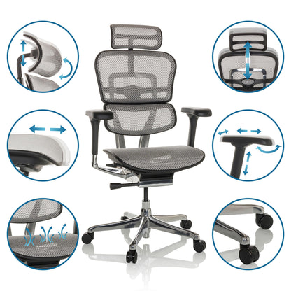 hjh OFFICE ERGOHUMAN GEN2 Bürostuhl ergonomisch - Netz hellgrau