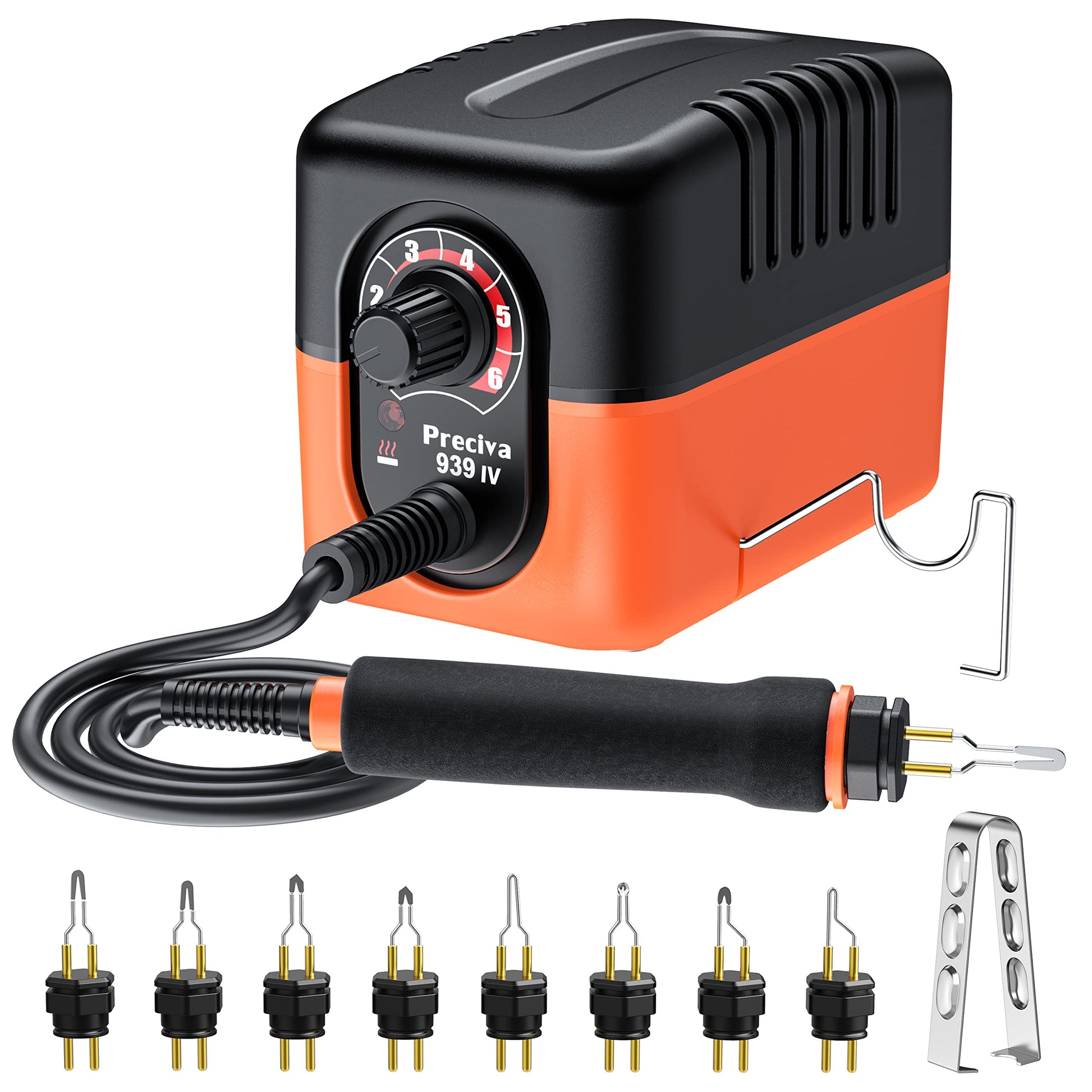 Preciva Brandmalerei Brennkolben Set - 23W Einstellbar mit schwarzem Griff und Metallspitzen zum Einbrennen in Holz.