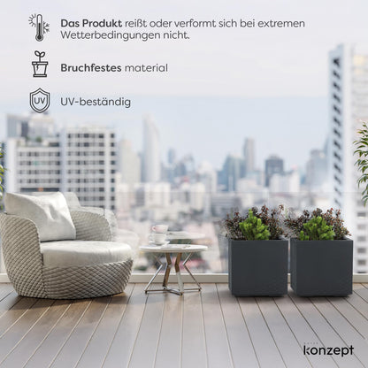 KONZEPT Pflanzkübel auf Rollen 40x40x40 cm anthrazit Beton-Optik