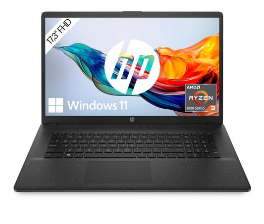 HP Laptop 17,3" FHD - Ryzen 3 7320U 512GB SSD Schwarz. Notebook mit 17,3" Display für Rechenaufgaben.