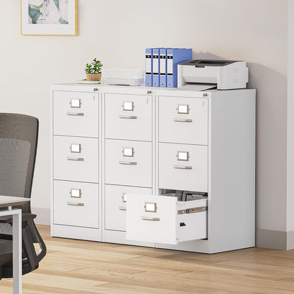 YITAHOME Abschliessbarer Metall Aktenschrank mit 3 Schubladen – Weiss