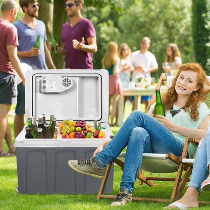 UISEBRT Elektrische Kühlbox 48 Liter mit Rollen, 12 V/220 V, grau