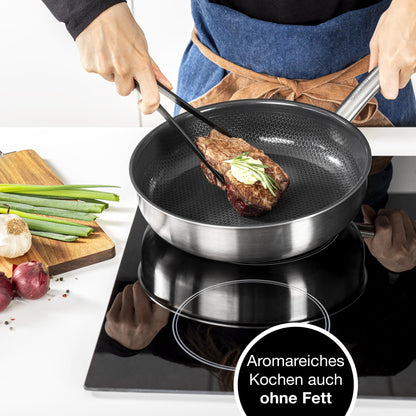 Moritz & Moritz Edelstahlpfanne 28 cm Induktion mit Wabenstruktur