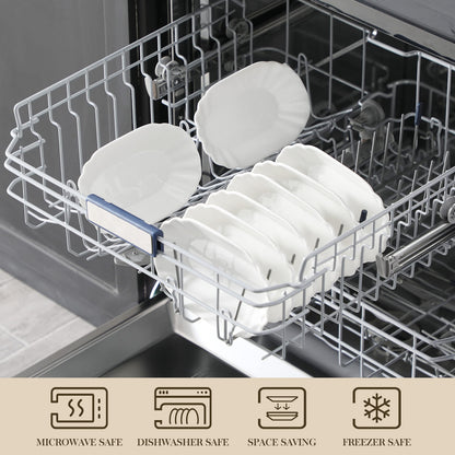 MALACASA Regular Pommesschälen 8er Set Porzellan Cremeweiss 360 ml