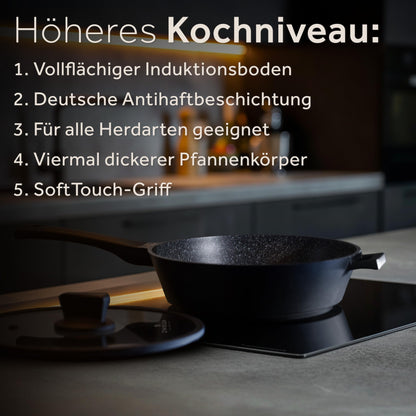 ZWIEGER Schmorpfanne Aluguss 28cm mit Deckel – Antihaft Induktion