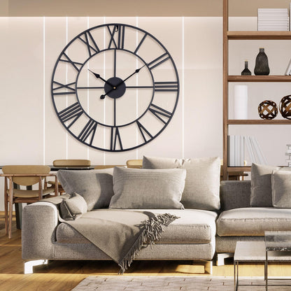 ACCSHINE Wanduhr Gross 60 cm, römische Ziffern, lautlos, Metall – analoge Zeitanzeige zur Wandmontage