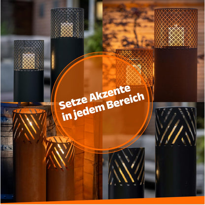 BENTSON Windlichtsäule Rost Industrial Design 2er Set 95/75cm