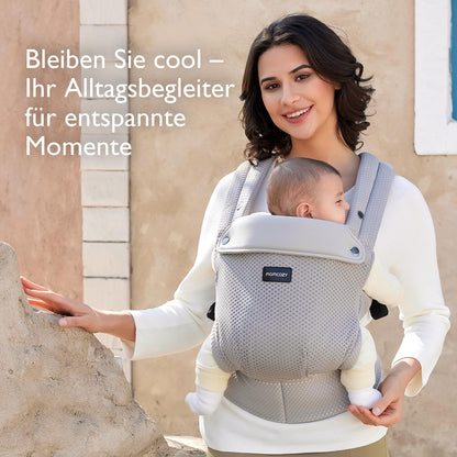 Momcozy Atmungsaktive Ergonomische Babytrage - Air Mesh Grau