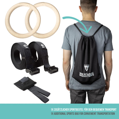 PULLUP & DIP Premium Turnringe Holz – runde Gymnastikringe Set