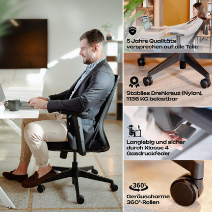 VALKENSTOL M2 Bürostuhl Ergonomisch - Ohne Kopfstütze