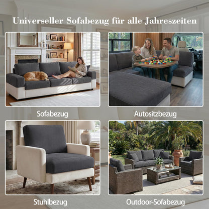 OHSIO Stretch Sofabezug Chaiselongue, rutschfest, waschbar, Dunkelgrau