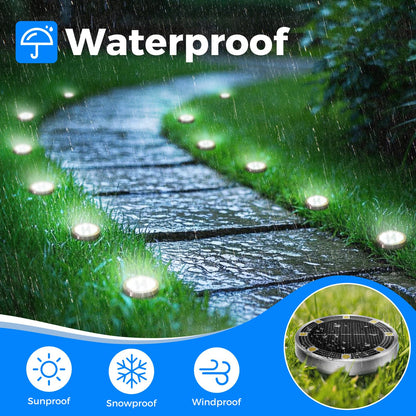 Peasur Solar Bodenleuchten Aussen, 12 Stück, 8 LED, kaltweiss
