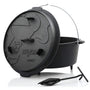 BBQ-Toro Dutch Oven Premium DO12P Gusseisen Topf 13.6L eingebrannt. Runder Gusseisentopf mit Füßen u. Randdeckel für Outdoor-Küche.