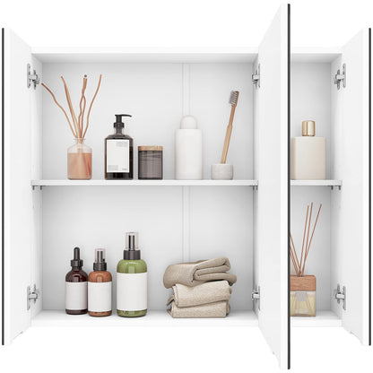 Yaheetech Spiegelschrank Badezimmer 3 Spiegeltüren Weiss 70.5x60.5 cm