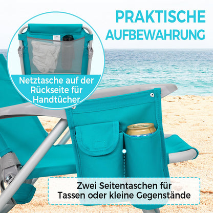 WEJOY Strandstuhl Hochlehner leicht klappbar – Cyan