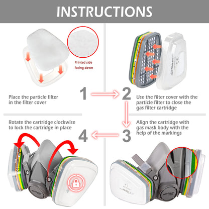 AirGearPro M-500 Atemschutzmaske mit ABEK1-P2 Filter, Gasmaske