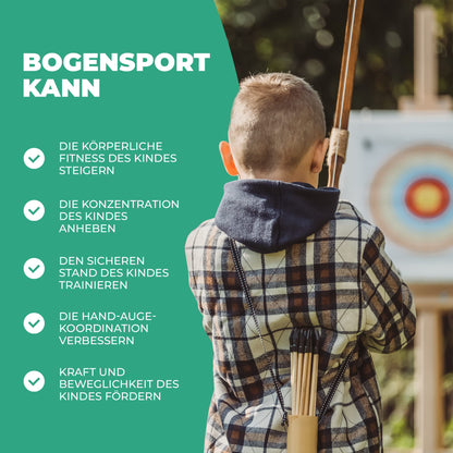 Abowllon Pfeil und Bogen Set Kinder | 15 Pfeile, Köcher & Zielscheiben