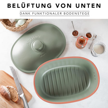 Römertopf Brottopf oval MAXI Keramik – 6,5 Liter Grün