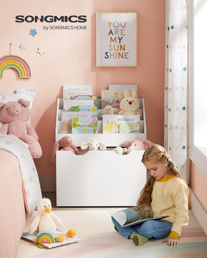 SONGMICS Bücherregal Kinderregal mit Spielzeugbox und 3 Ebenen