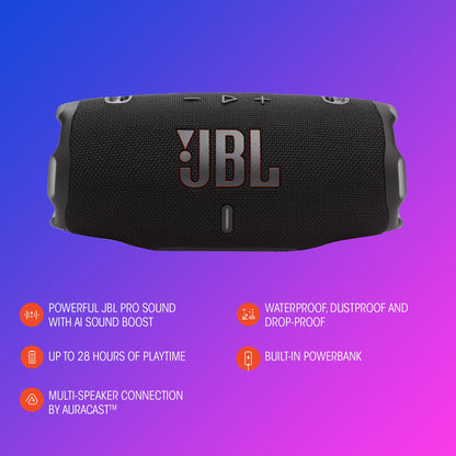 JBL Charge 6 tragbarer Bluetooth-Lautsprecher, 28h Akku, Squad