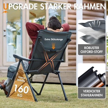 Portal Campingstuhl faltbar mit verstellbarer Rückenlehne bis 160 kg