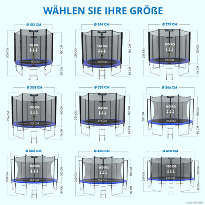 Kinetic Sports Salto Plus Trampolin Outdoor Ø 183 cm mit Netz, Blau
