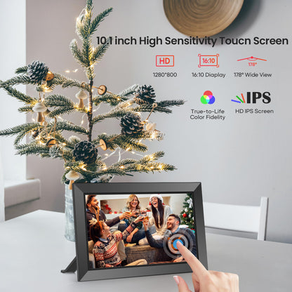 FRAMEO Digitaler Bilderrahmen WLAN 10,1 Zoll IPS Touchscreen 32GB