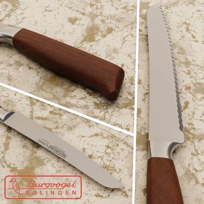 Burgvogel Natura Line Brotmesser – 23 cm Holzgriff Wellenschliff