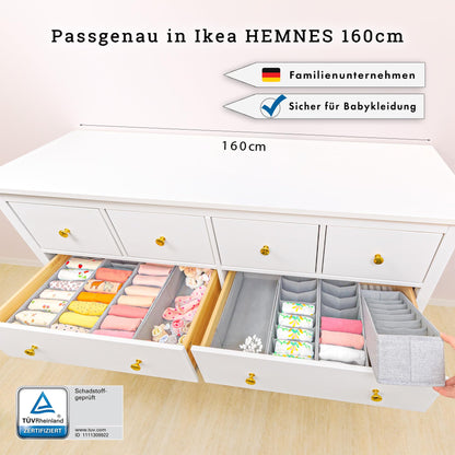 SIMPLE JOY HEMNES Double Organizer 8er Set für IKEA HEMNES 160 cm