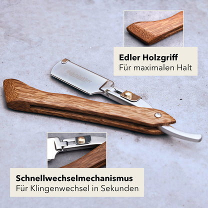 Störtebekker Premium Rasiermesser Set – Herren mit Lederetui
