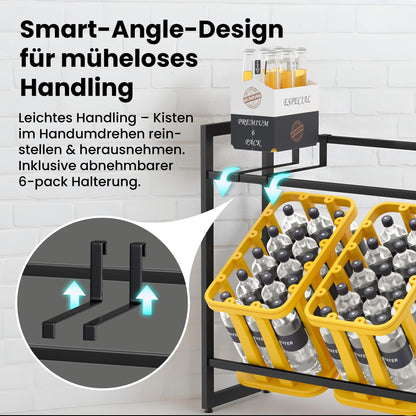 Heldenwunder Getränkekistenregal - Metall, 6 Kisten, höhenverstellbar