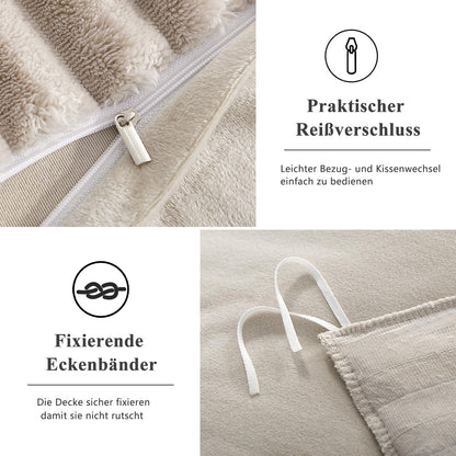 RUIKASI Teddy Fleece Winter Bettwäsche Set – 200x220 Beige