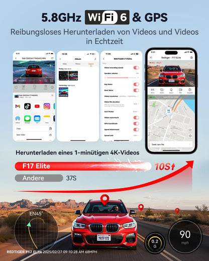REDTIGER F17 Elite 4K 3 Kanal Dashcam Auto – STARVIS 2