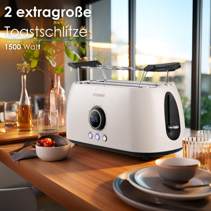 Steinborg Langschlitztoaster SB-2214 mit Brötchenaufsatz, 4 Scheiben