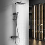 HOMELODY Duschsystem Thermostat Regendusche - Schwarz. Schwarzes Duschsystem mit Thermostat-Mischbatterie und Kopfbrause für konstante Temperatur beim Duschen.