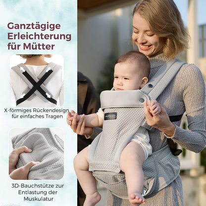 Momcozy Babytrage 2-in-1 Hüftkissen - Neugeborene & Kleinkinder, Grau
