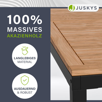Juskys Rhodos Akazienholz Gartengarnitur 5-teilig Natur/Schwarz