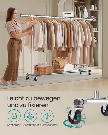 SONGMICS Kleiderständer auf Rollen Schwerlast - Silbern HSR175E01