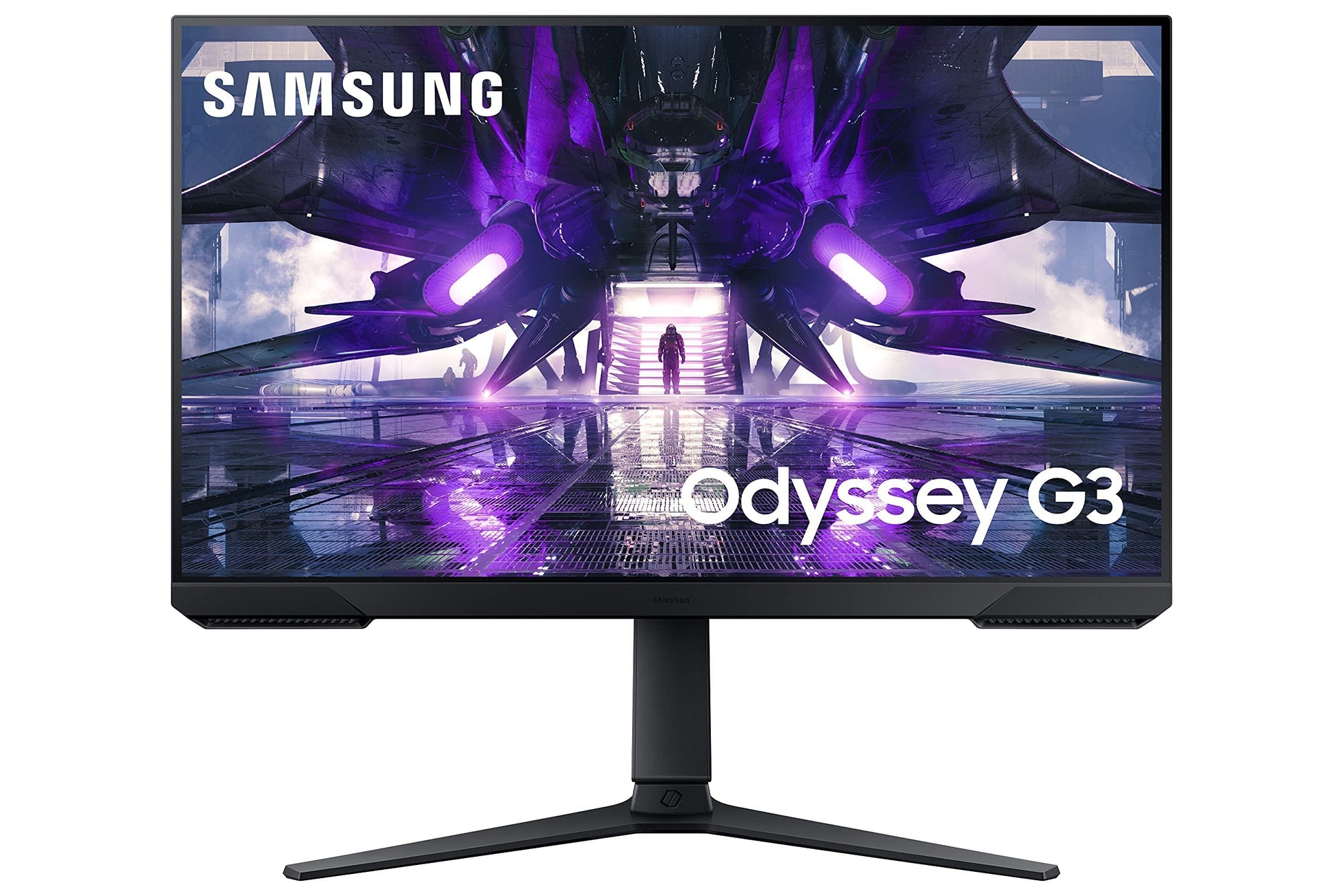 Samsung Odyssey G3 S27AG300N Gaming Monitor, ein schwarzer 27-Zoll-Flachbildschirm. Bietet Full HD Bildwiedergabe für Gaming.