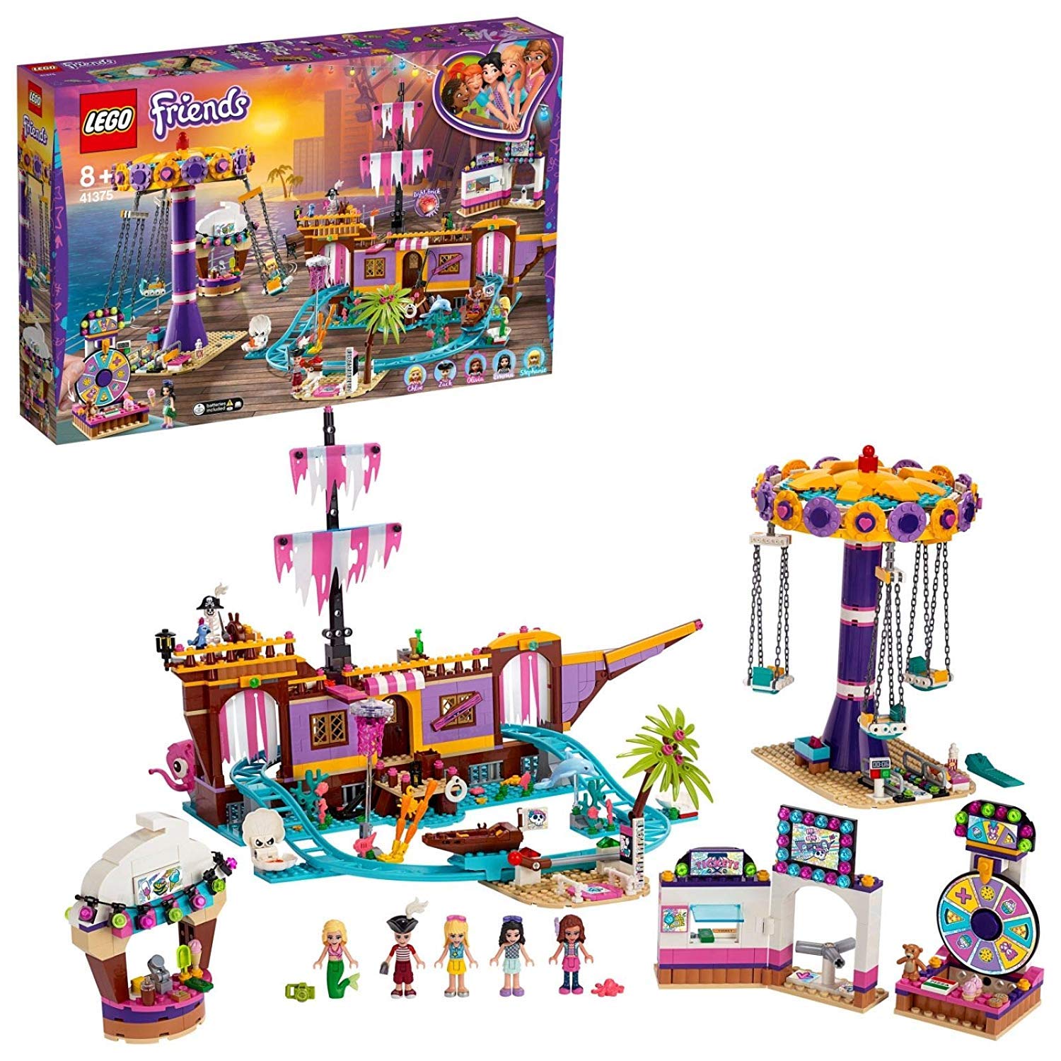 LEGO Friends 41375 Vergnügungspark – Bauset. Buntes Konstruktionsspielzeug aus LEGO-Steinen. Ermöglicht das Bauen und Bespielen eines Vergnügungsparks mit Fahrgeschäften.
